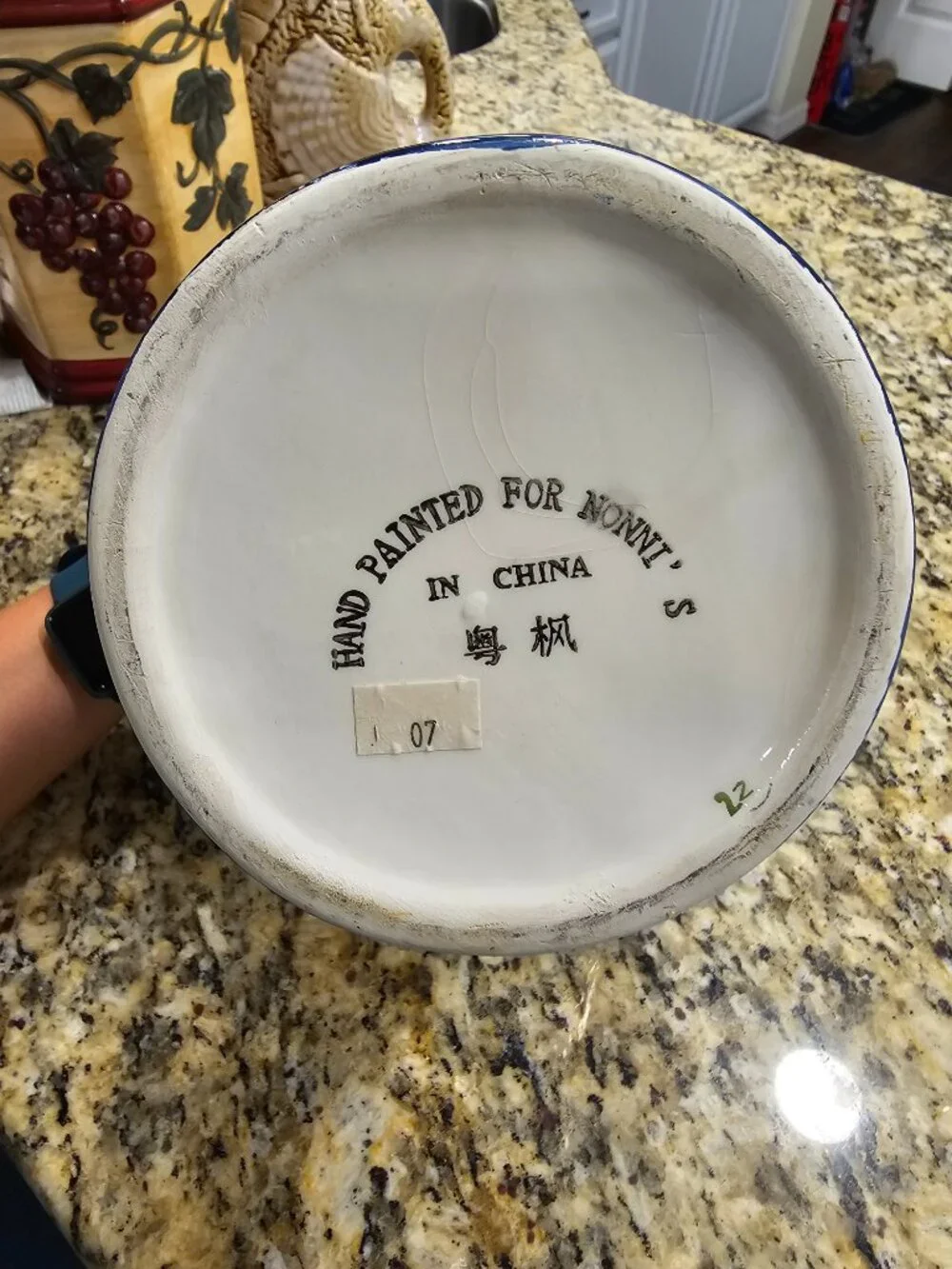 Hand Painted By Nonni Vintage Ceramic Cookie Jar